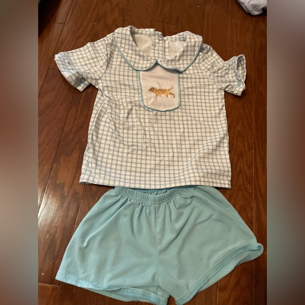 Kids Blue Checkered Matching Set